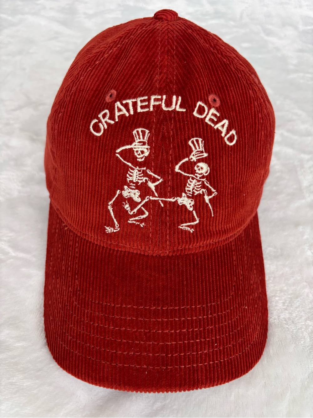 MAD ENGINE Grateful Dead Rust Corduroy Dancing Skeletons Baseball Cap--NWT
